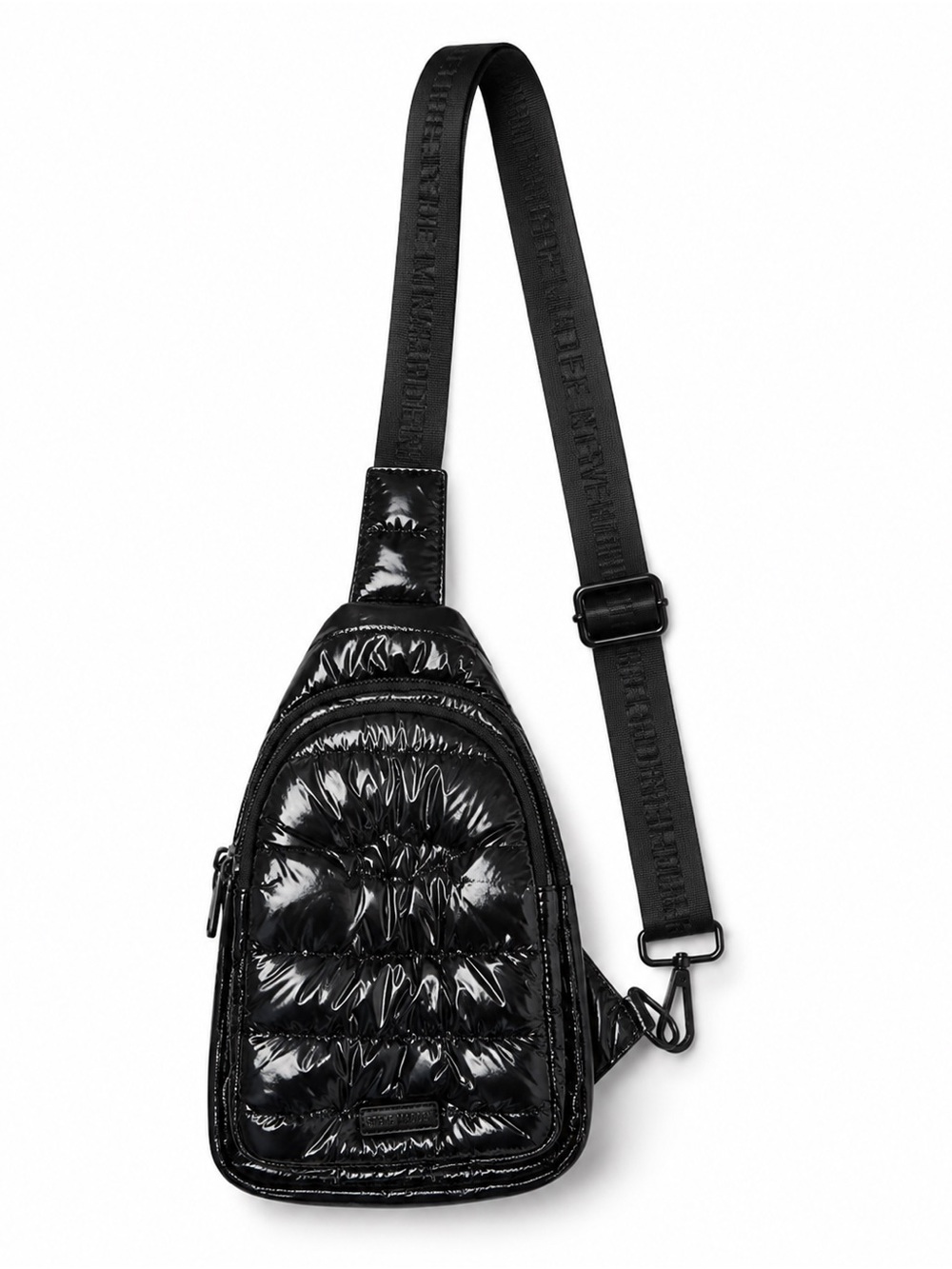 Vera Wang Black Quilted Patent Sling Crossbody Bag